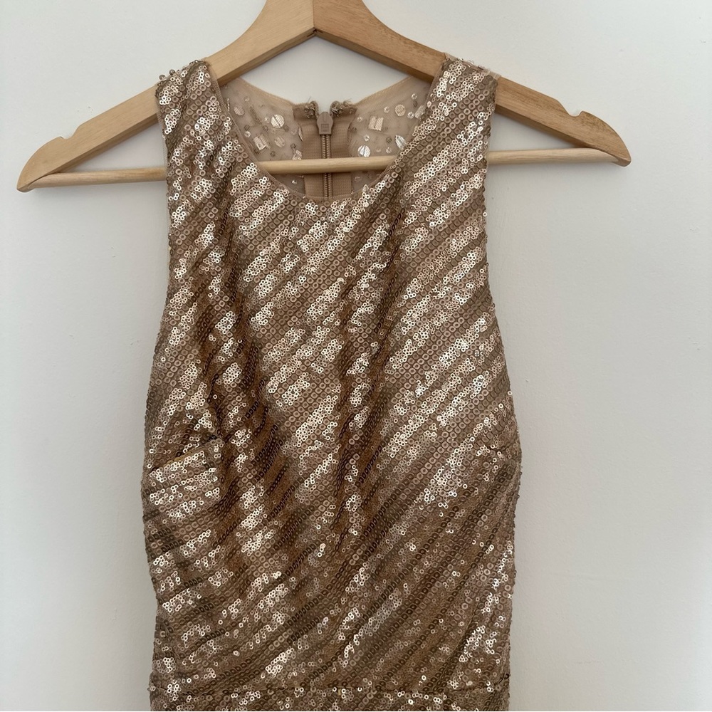 Darlin Sequin Maxi dress color Gold Size 5 - Picture 5 of 7